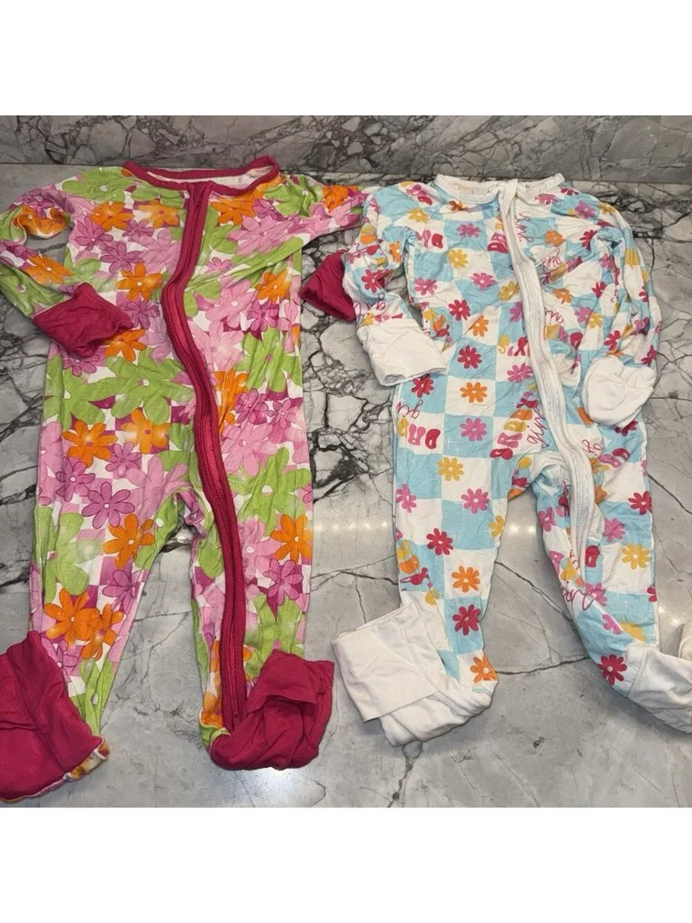 Baby Girls 12-18 Months Bamboo Sleepers Zip Up Floral Daddy’s Girl Lot Bundle